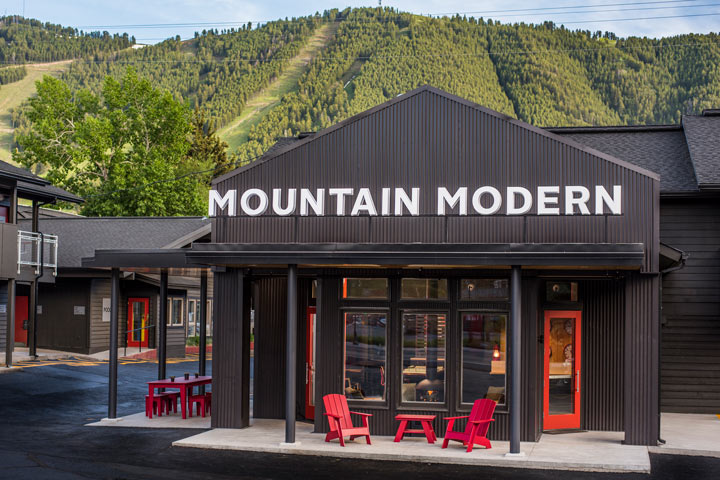 Exterior of Mountain Modern Motel in Jackson Hole, Wyoming